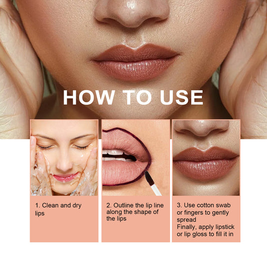 Lip Liner Pen Dark Brown Waterproof Long Lasting Plump Soft Lip Gloss Makeup CosmeticsCrayon à lèvres marron foncé, waterproof, longue tenue, repulpant et doux, maquillage, cosmétiques