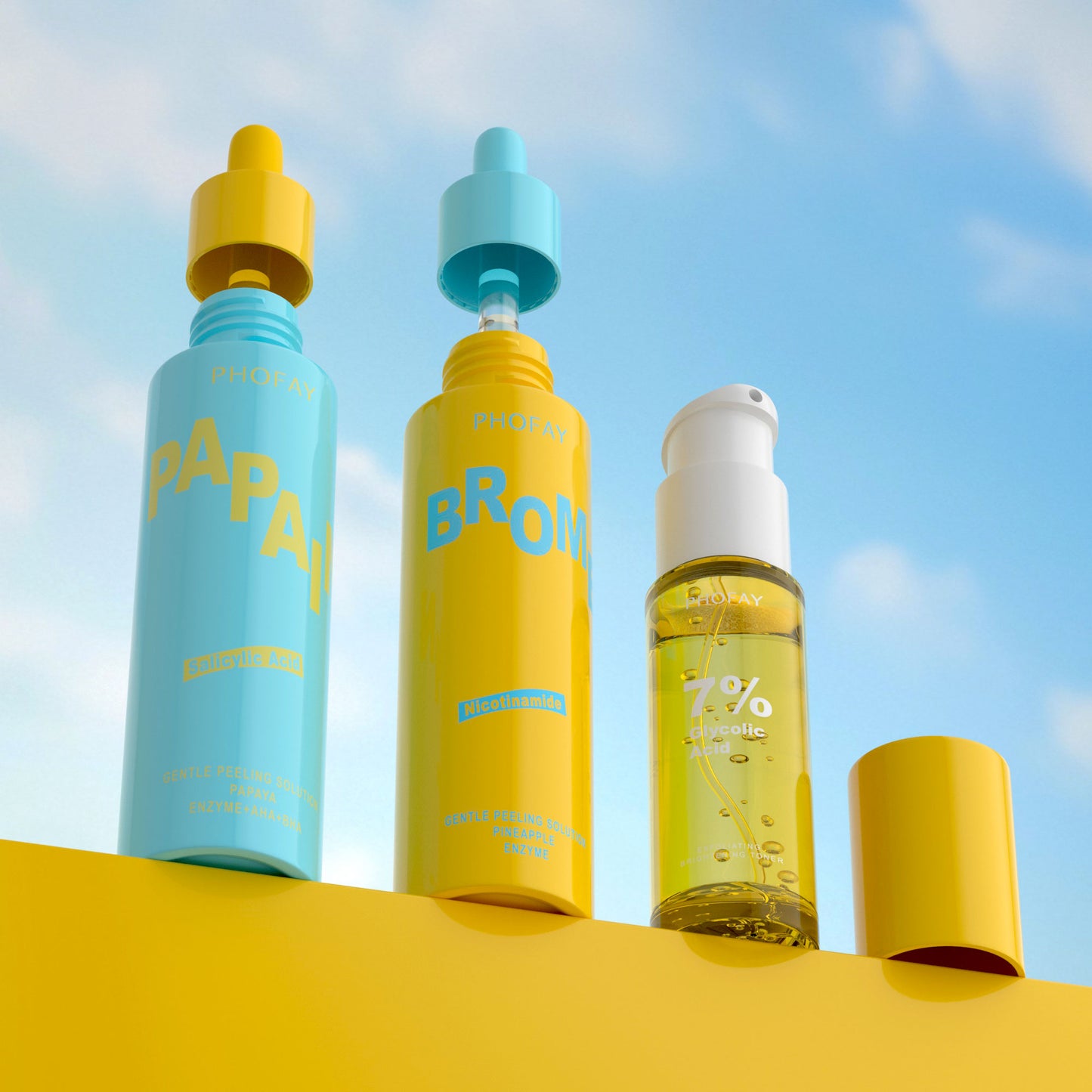 Lotion tonique exfoliante et éclaircissante à l'acide glycolique AHA de Phofay \ Phofay Exfoliating and Brightening Toner with Glycolic Acid AHA