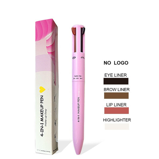 Pinceau cosmétique 4 en 1, crayon à lèvres illuminateur 4 couleurs, crayon à sourcils \ Four-in-one Cosmetic Brush Four-color Highlight Lip Liner Eyeliner Eyebrow Pencil